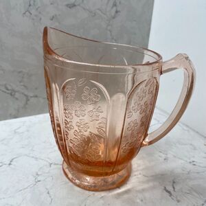 Vintage Jeanette Pink‎ Depression Glass Cherry Blossoms Pitcher 6 Inch